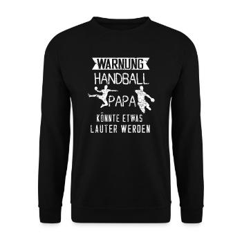 Handball Papa Handballer Handballspieler Geschenk - Unisex Pullover - Schwarz - Vorne - Alina (178cm) & Michal (187cm)