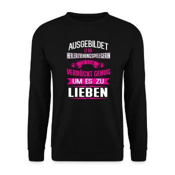 Heilerziehungspflegerin Heilerziehungspfleger - Unisex Pullover - Schwarz - Vorne - Alina (178cm) & Michal (187cm)
