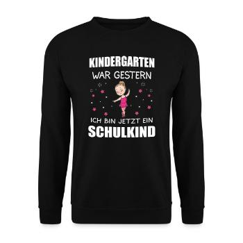 Schulkind 2020 Einschulung Mädchen Schulanfang - Unisex Pullover - Schwarz - Vorne - Alina (178cm) & Michal (187cm)