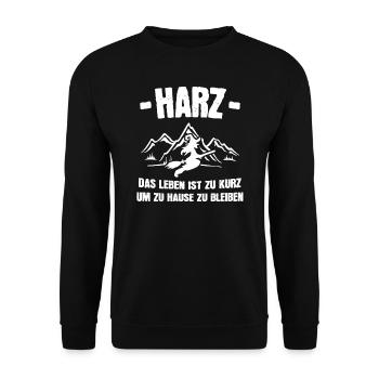Harz Berg Gebirge Harz Wandern Geschenk - Unisex Pullover - Schwarz - Vorne - Alina (178cm) & Michal (187cm)
