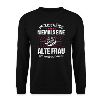 Wander Wandern Wanderer Damen Geschenk - Unisex Pullover - Schwarz - Vorne - Alina (178cm) & Michal (187cm)