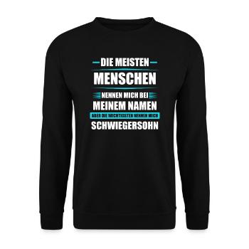 Bester Schwiegersohn Tochter Papa Geschenk - Unisex Pullover - Schwarz - Vorne - Alina (178cm) & Michal (187cm)