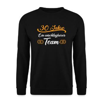 30 Jahre Hochzeitstag Perlenhochzeit Geschenk - Unisex Pullover - Schwarz - Vorne - Alina (178cm) & Michal (187cm)