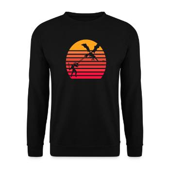 RPG Game Dungeon Dragon Fighting Knight Vintage Retro - Unisex Sweatshirt - black - Front - Alina (178cm) & Michal (187cm)