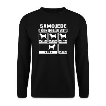 Samojede Samojeden Hund Geschenk - Unisex Pullover - Schwarz - Vorne - Alina (178cm) & Michal (187cm)