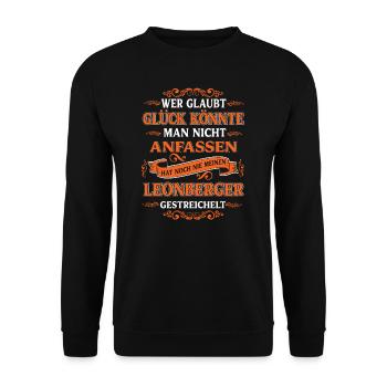 Leonberger Hund Hunde Geschenk - Unisex Pullover - Schwarz - Vorne - Alina (178cm) & Michal (187cm)