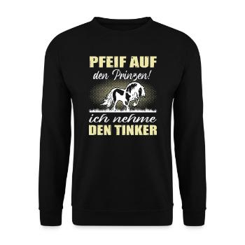Tinker Pferd Reiten Geschenk - Unisex Pullover - Schwarz - Vorne - Alina (178cm) & Michal (187cm)
