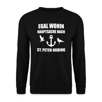 St. Peter Ording Nordsee Ostfriesland Geschenk - Unisex Pullover - Schwarz - Vorne - Alina (178cm) & Michal (187cm)