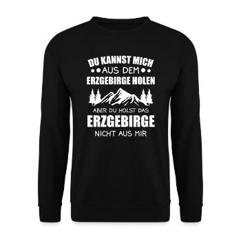 Erzgebirge Gebirge Berg Geschenk - Unisex Pullover - Schwarz - Vorne - Alina (178cm) & Michal (187cm)