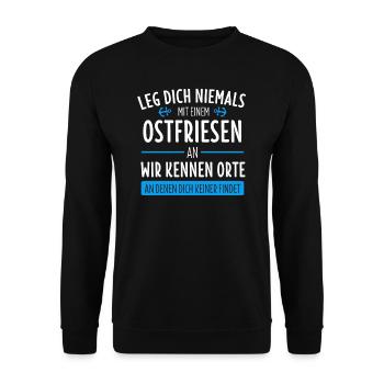 Ostfriese Ostfriesland Nordsee Geschenk - Unisex Pullover - Schwarz - Vorne - Alina (178cm) & Michal (187cm)