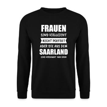 Saarland Saarländer Saarbrücken Geschenk - Unisex Pullover - Schwarz - Vorne - Alina (178cm) & Michal (187cm)