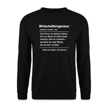 Wirtschaftsingenieur Ingenieur Ingenieure Geschenk - Unisex Pullover - Schwarz - Vorne - Alina (178cm) & Michal (187cm)
