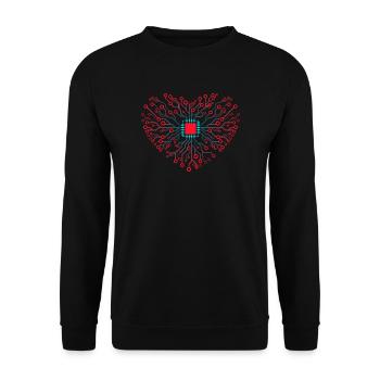 Herz der Technik Nerd Leben Computer IT Prozessor - Unisex Pullover - Schwarz - Vorne - Alina (178cm) & Michal (187cm)