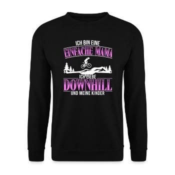 Downhill Mama MTB Mountainbike Geschenk - Unisex Pullover - Schwarz - Vorne - Alina (178cm) & Michal (187cm)
