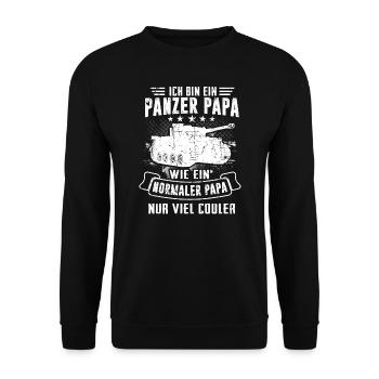 Panzer Papa Panzerfahrer Soldat Geschenk - Unisex Pullover - Schwarz - Vorne - Alina (178cm) & Michal (187cm)