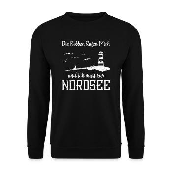 Robbe Nordsee Seerobbe Geschenk - Unisex Pullover - Schwarz - Vorne - Alina (178cm) & Michal (187cm)