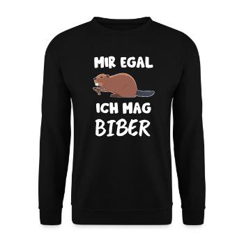 Biber Nagetier Tier Tiere Geschenk - Unisex Pullover - Schwarz - Vorne - Alina (178cm) & Michal (187cm)