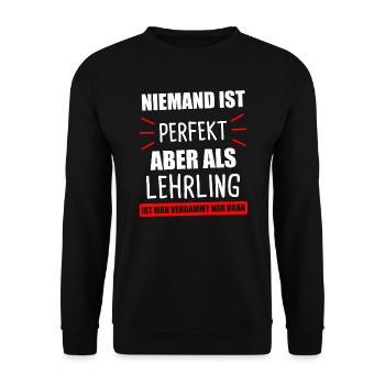 Lehrling Ausbildung Azubi Elektriker Geschenk - Unisex Pullover - Schwarz - Vorne - Alina (178cm) & Michal (187cm)