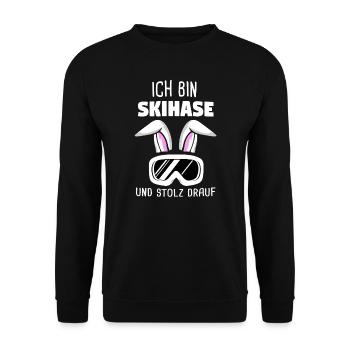 Skihaserl Skihase Apres Ski Geschenk - Unisex Pullover - Schwarz - Vorne - Alina (178cm) & Michal (187cm)