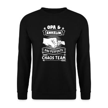 Opa & Enkelin Das Perfekte Chaos Team Familie - Unisex Pullover - Schwarz - Vorne - Alina (178cm) & Michal (187cm)