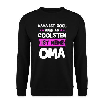 Oma Baby Sprüche Großmutter Schwangerschaft - Unisex Pullover - Schwarz - Vorne - Alina (178cm) & Michal (187cm)