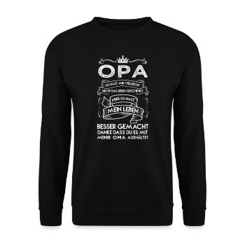 Opa Baby Ich Werde Opa 2021 Großeltern Geschenk - Unisex Pullover - Schwarz - Vorne - Alina (178cm) & Michal (187cm)