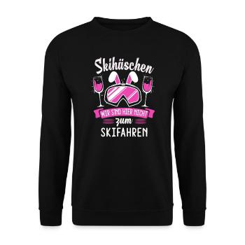 Skihäschen Skihase Apres Ski Geschenk - Unisex Pullover - Schwarz - Vorne - Alina (178cm) & Michal (187cm)