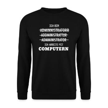 Admin Administrator Programmierer Geschenk - Unisex Pullover - Schwarz - Vorne - Alina (178cm) & Michal (187cm)
