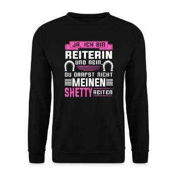 Shetty Shetland Pony Pferd Tölt Geschenk - Unisex Pullover - Schwarz - Vorne - Alina (178cm) & Michal (187cm)