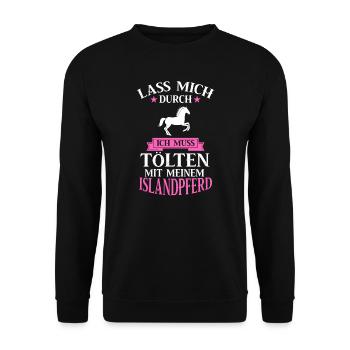 Islandpferd Isländer Islandpferde Tölt Geschenk - Unisex Pullover - Schwarz - Vorne - Alina (178cm) & Michal (187cm)