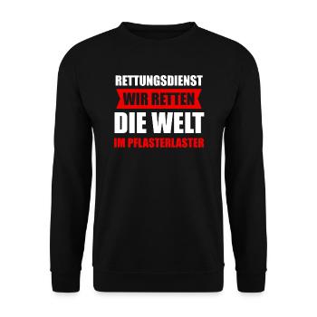 Rettungsdienst Rettungssanitäter Sanitäter - Unisex Pullover - Schwarz - Vorne - Alina (178cm) & Michal (187cm)