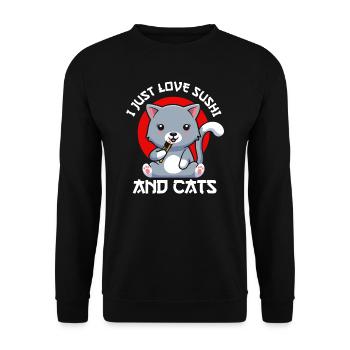Cadeau de chat de chat d'anime de sushi - Sweat-shirt Unisexe - noir - Devant - Alina (178cm) & Michal (187cm)