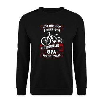 E-Bike Opa E-Biker Fahrrad Geschenk - Unisex Pullover - Schwarz - Vorne - Alina (178cm) & Michal (187cm)
