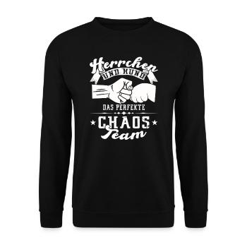 Herrchen und Hund Hunde Papa perfektes Team - Unisex Pullover - Schwarz - Vorne - Alina (178cm) & Michal (187cm)
