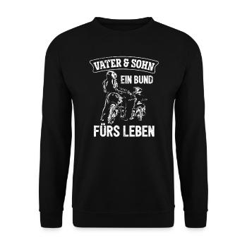 Motocross Vater und Sohn Motorrad Motorsport - Unisex Pullover - Schwarz - Vorne - Alina (178cm) & Michal (187cm)