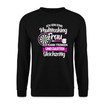 Dart Frauen Darts Dartspieler Geschenk - Unisex Pullover - Schwarz - Vorne - Alina (178cm) & Michal (187cm)