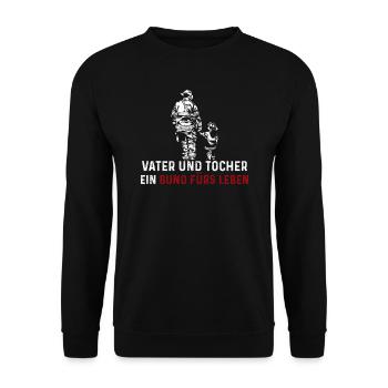 Feuerwehr Vater Tochter Feuerwehrmann Geschenk - Unisex Pullover - Schwarz - Vorne - Alina (178cm) & Michal (187cm)
