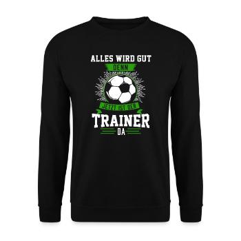 Trainer Fußball Fußballtrainer Geschenk - Unisex Pullover - Schwarz - Vorne - Alina (178cm) & Michal (187cm)