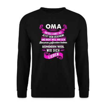 Oma Enkel Enkelin Geschenk - Unisex Pullover - Schwarz - Vorne - Alina (178cm) & Michal (187cm)