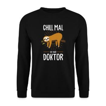 Doktortitel Faultier Doktor Geschenk - Unisex Pullover - Schwarz - Vorne - Alina (178cm) & Michal (187cm)