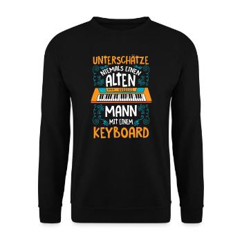 Keyboard Synthesizer Keyboarder Alter Mann - Unisex Pullover - Schwarz - Vorne - Alina (178cm) & Michal (187cm)
