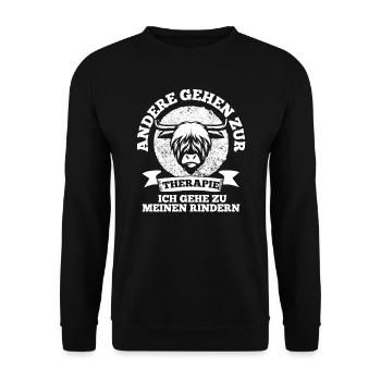 Schottisches Hochlandrind Rind Rinder Geschenk - Unisex Pullover - Schwarz - Vorne - Alina (178cm) & Michal (187cm)