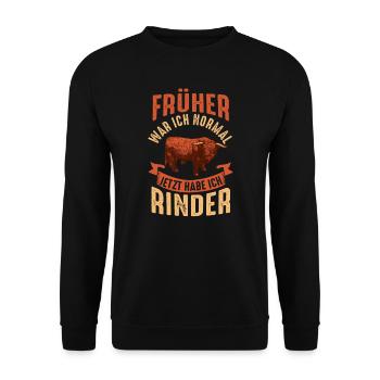 Schottisches Hochlandrind Rind Highland Cattle - Unisex Pullover - Schwarz - Vorne - Alina (178cm) & Michal (187cm)
