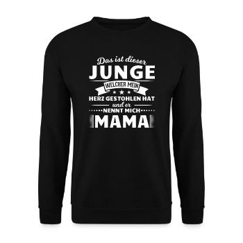 Mama Sohn Mutter Muttertag Geschenk - Unisex Pullover - Schwarz - Vorne - Alina (178cm) & Michal (187cm)