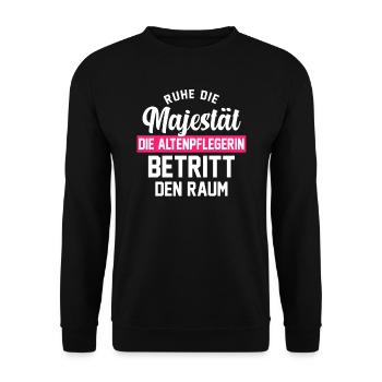 Altenpflegerin Altenpfleger Pflegekraft Geschenk - Unisex Pullover - Schwarz - Vorne - Alina (178cm) & Michal (187cm)