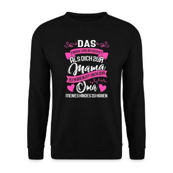 Mama Oma Werdende Oma Geschenk - Unisex Pullover - Schwarz - Vorne - Alina (178cm) & Michal (187cm)