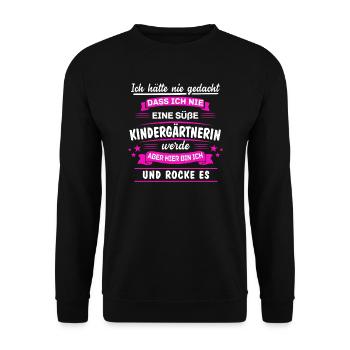 Kindergärtnerin Kindergarten Erzieherin Geschenk - Unisex Pullover - Schwarz - Vorne - Alina (178cm) & Michal (187cm)