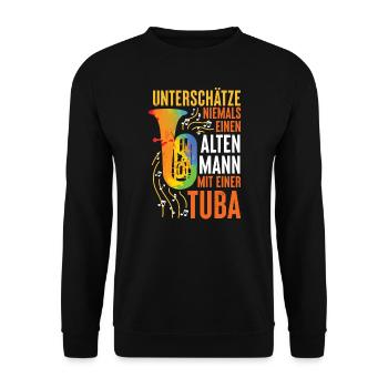 Tuba - Alter Mann Spruch Retro Tubist Geschenk - Unisex Pullover - Schwarz - Vorne - Alina (178cm) & Michal (187cm)