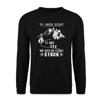Wandern Wanderer Gebirge Geschenk - Unisex Pullover - Schwarz - Vorne - Alina (178cm) & Michal (187cm)