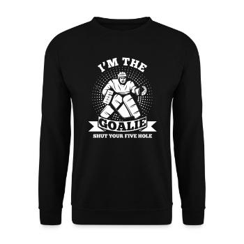Eishockey Ice Hockey Goalkeeper Geschenk - Unisex Pullover - Schwarz - Vorne - Alina (178cm) & Michal (187cm)